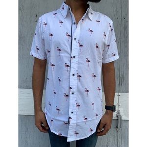 Flamingo Print Dirty Laundry Button-up